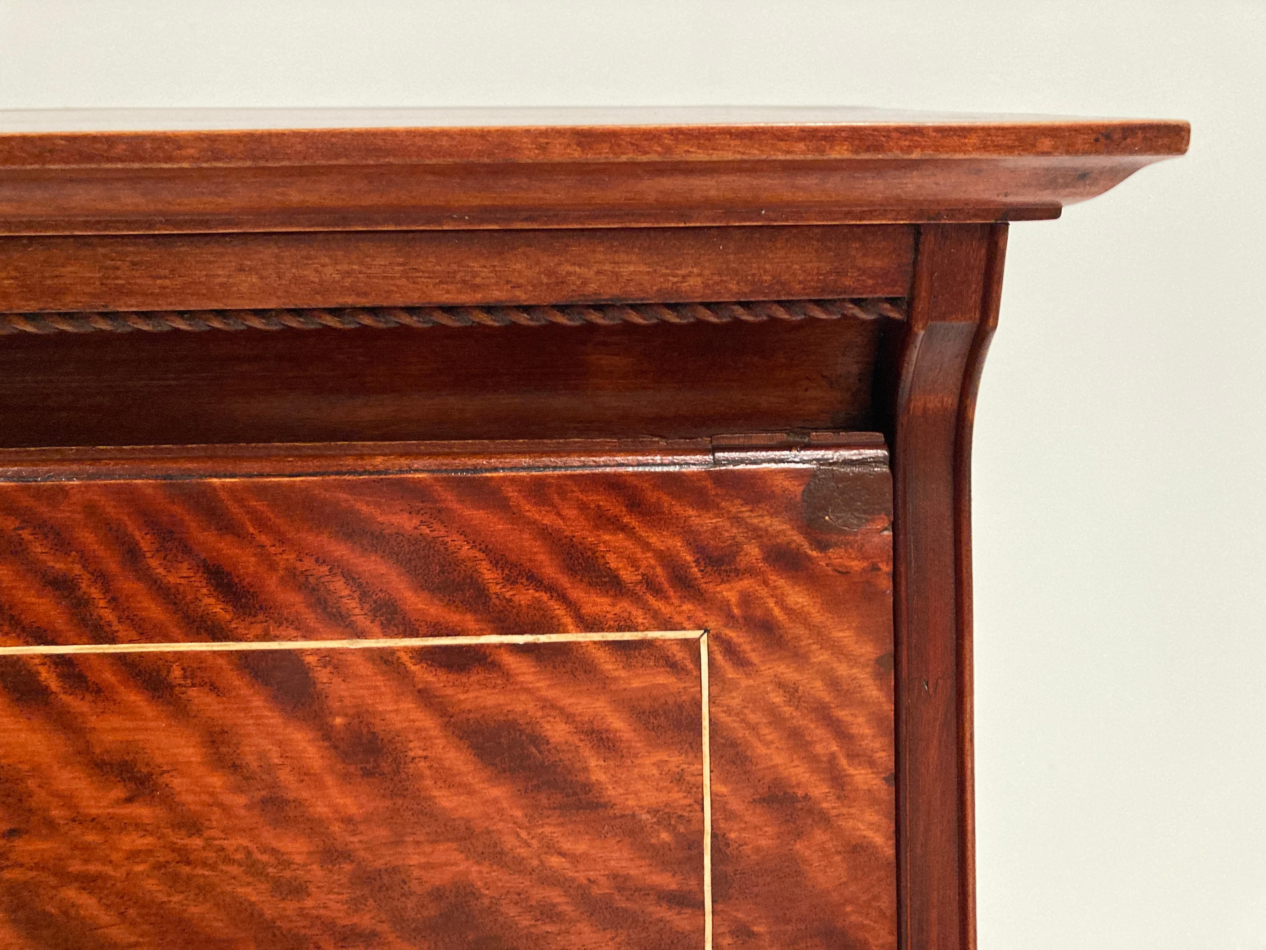 Late 19th Century Edwardian, Crotch Mahogany Woman's Petite Drop Front Desk For Sale 8