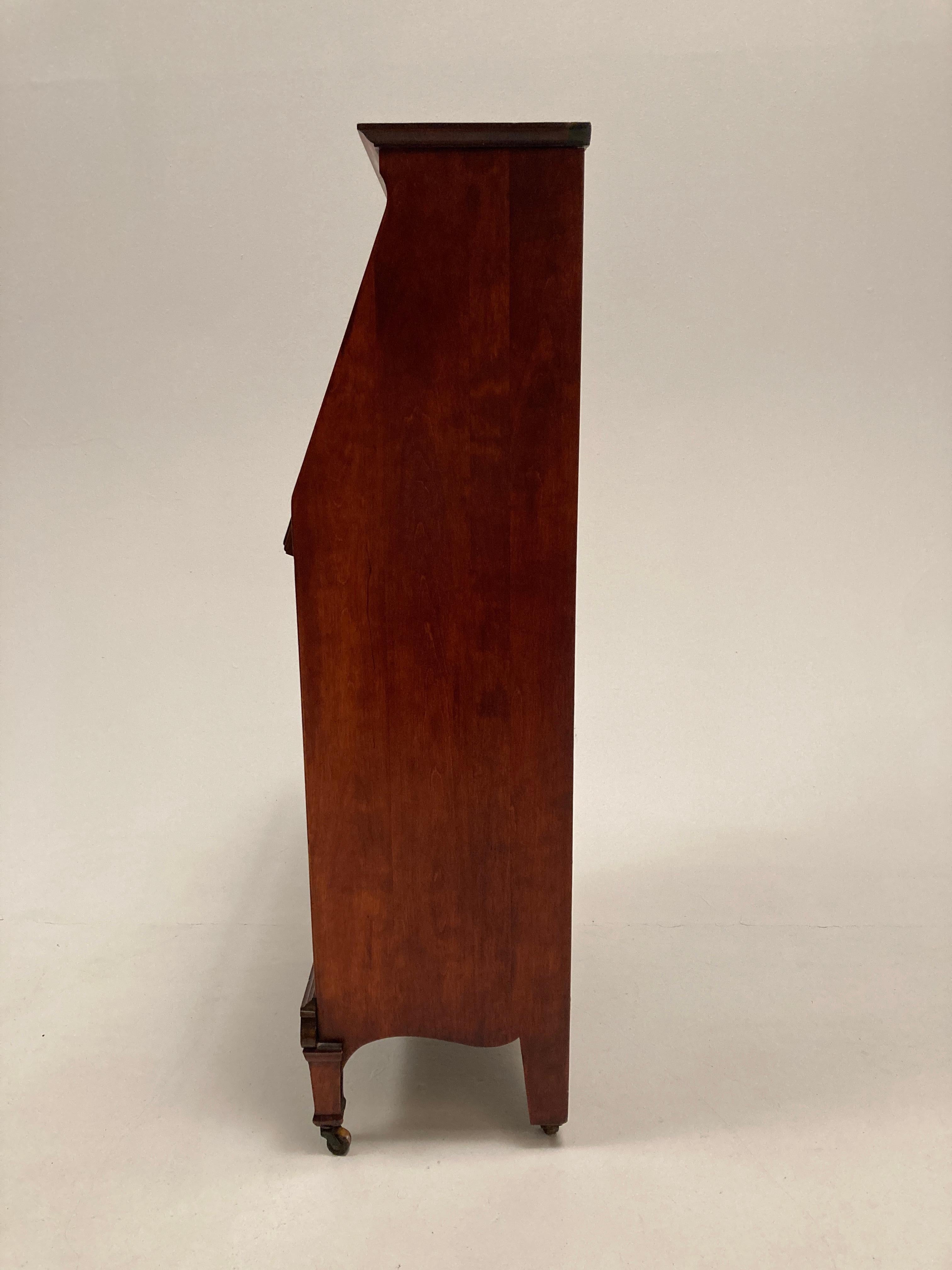 Late 19th Century Edwardian, Crotch Mahogany Woman's Petite Drop Front Desk For Sale 10