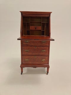 Late 19th Century Edwardian, Crotch Mahogany Woman's Petite Drop Front Desk