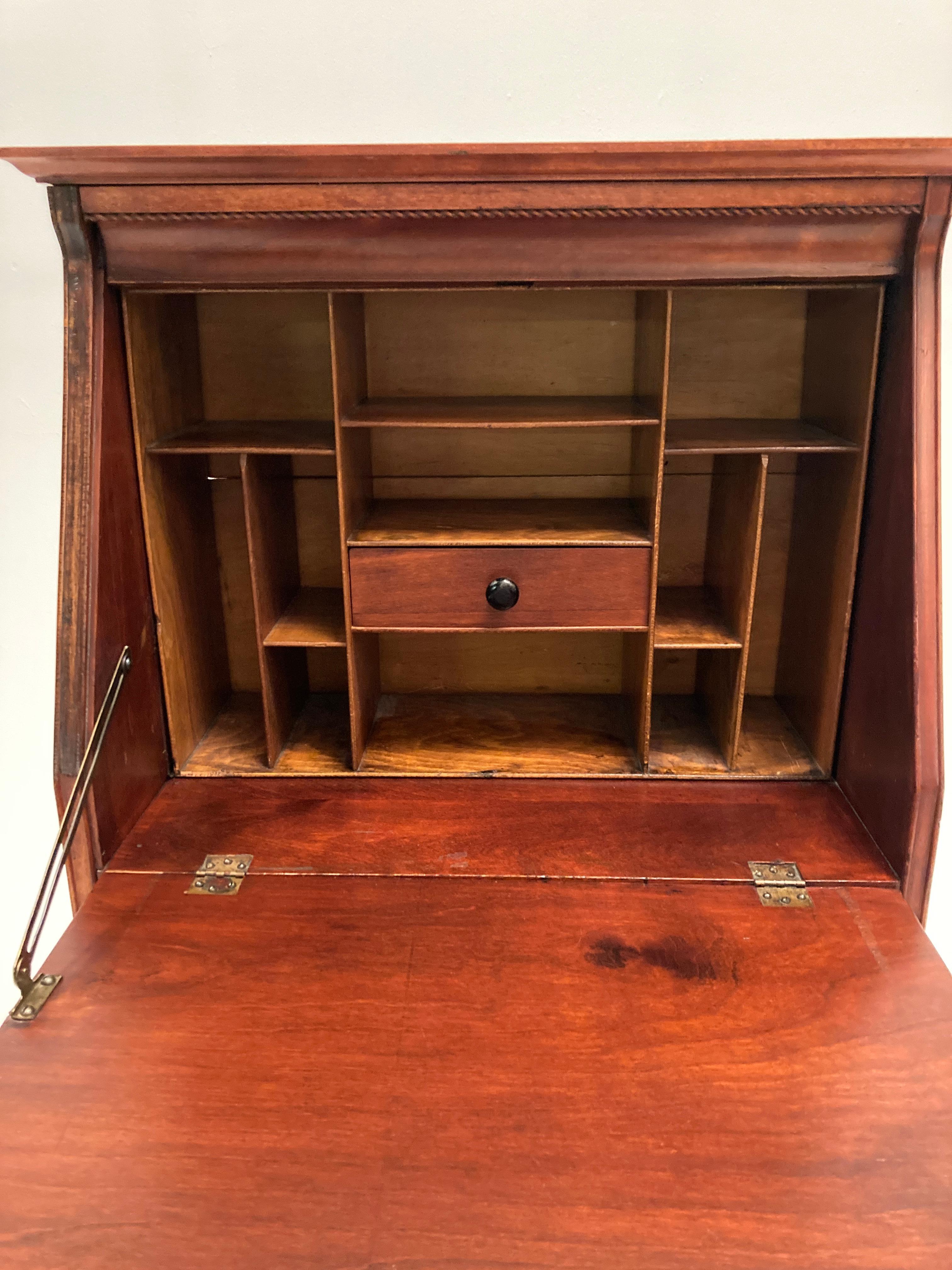 Inlay Late 19th Century Edwardian, Crotch Mahogany Woman's Petite Drop Front Desk For Sale