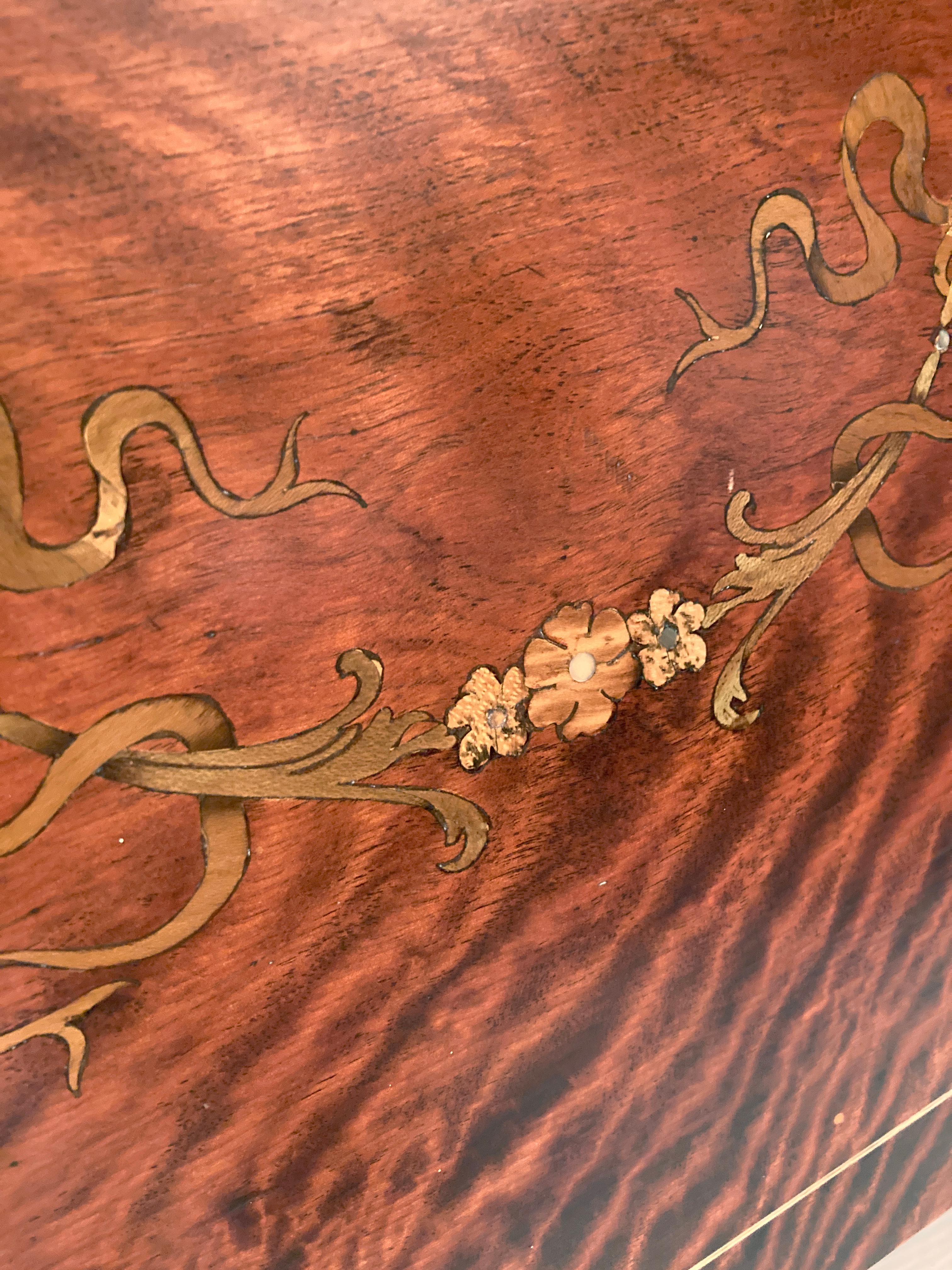 Late 19th Century Edwardian, Crotch Mahogany Woman's Petite Drop Front Desk For Sale 4
