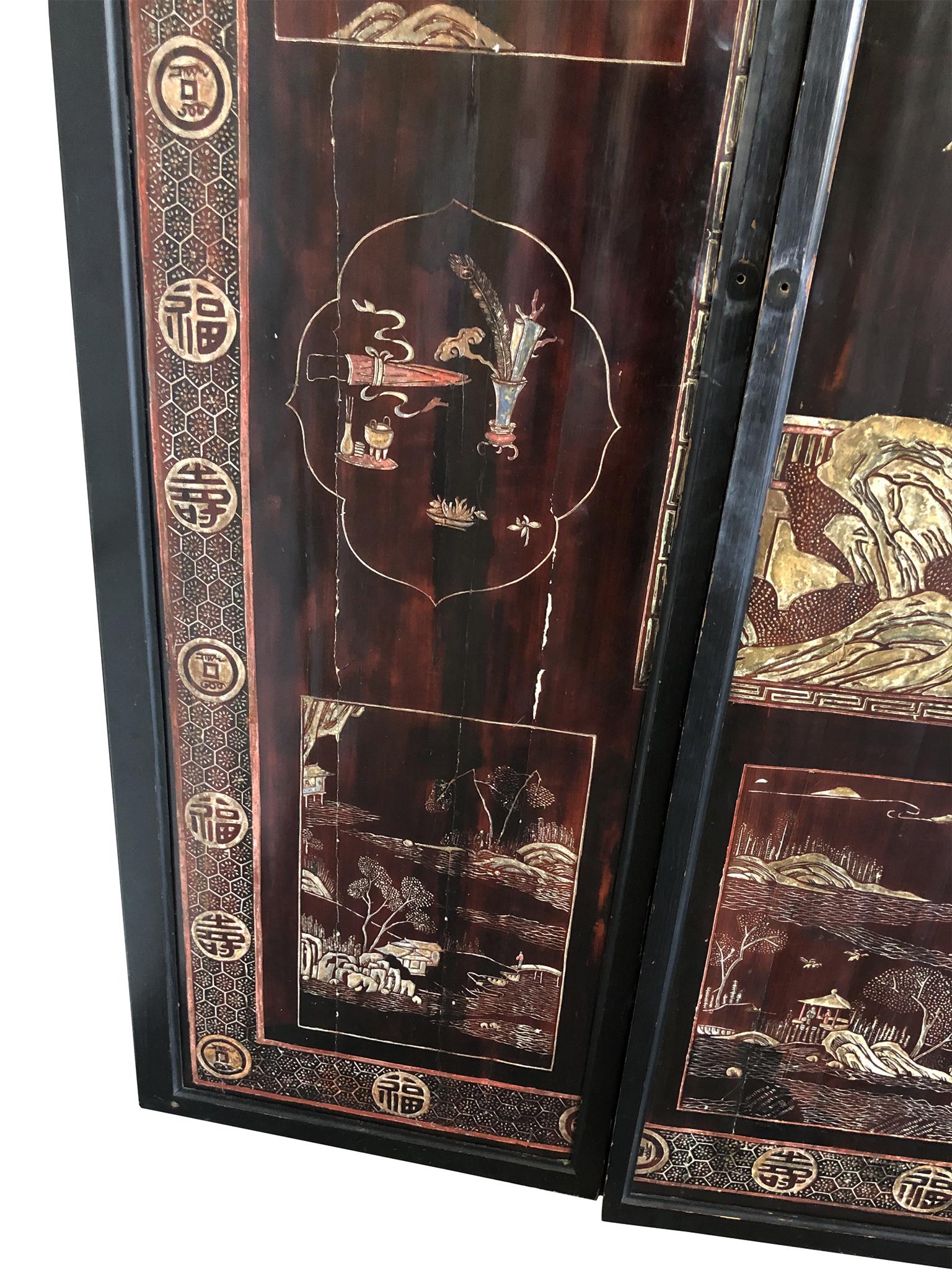 Late 19th Century Eight-Panel Chinese Folding Screen 4