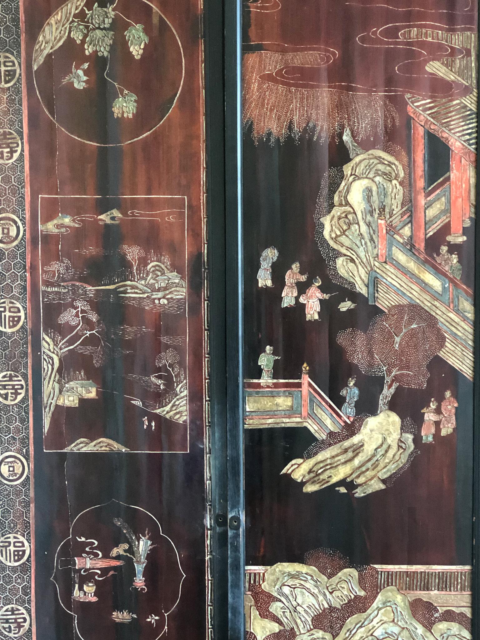 Late 19th Century Eight-Panel Chinese Folding Screen 1