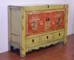 Late-19th Century Elm Chinese Buffet Hand-Painted