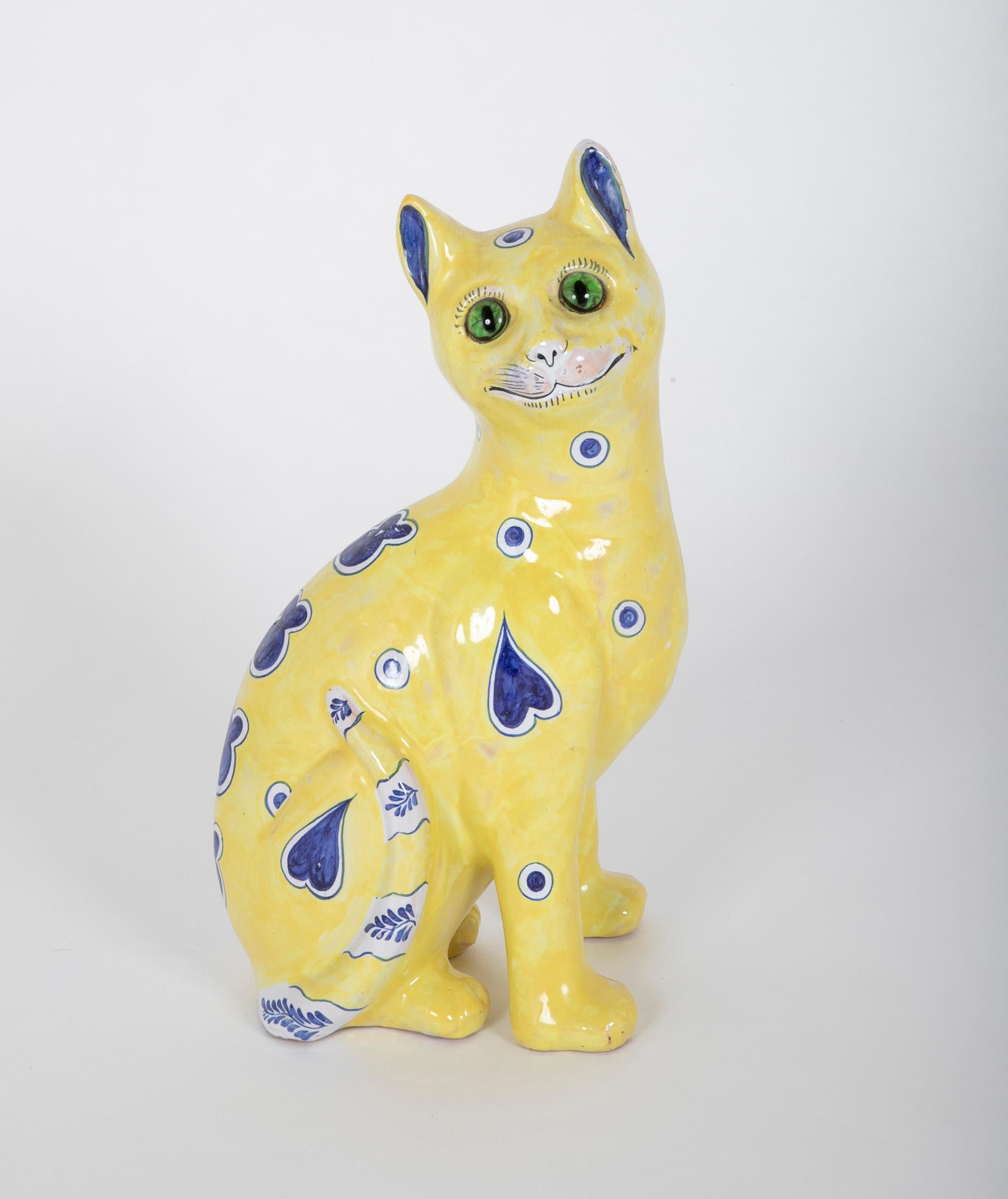Late 19th century Emile Galle ( France 1846 - 1904 ) Cat - Signed 'Nancy'. Circa 1880 - 1890.