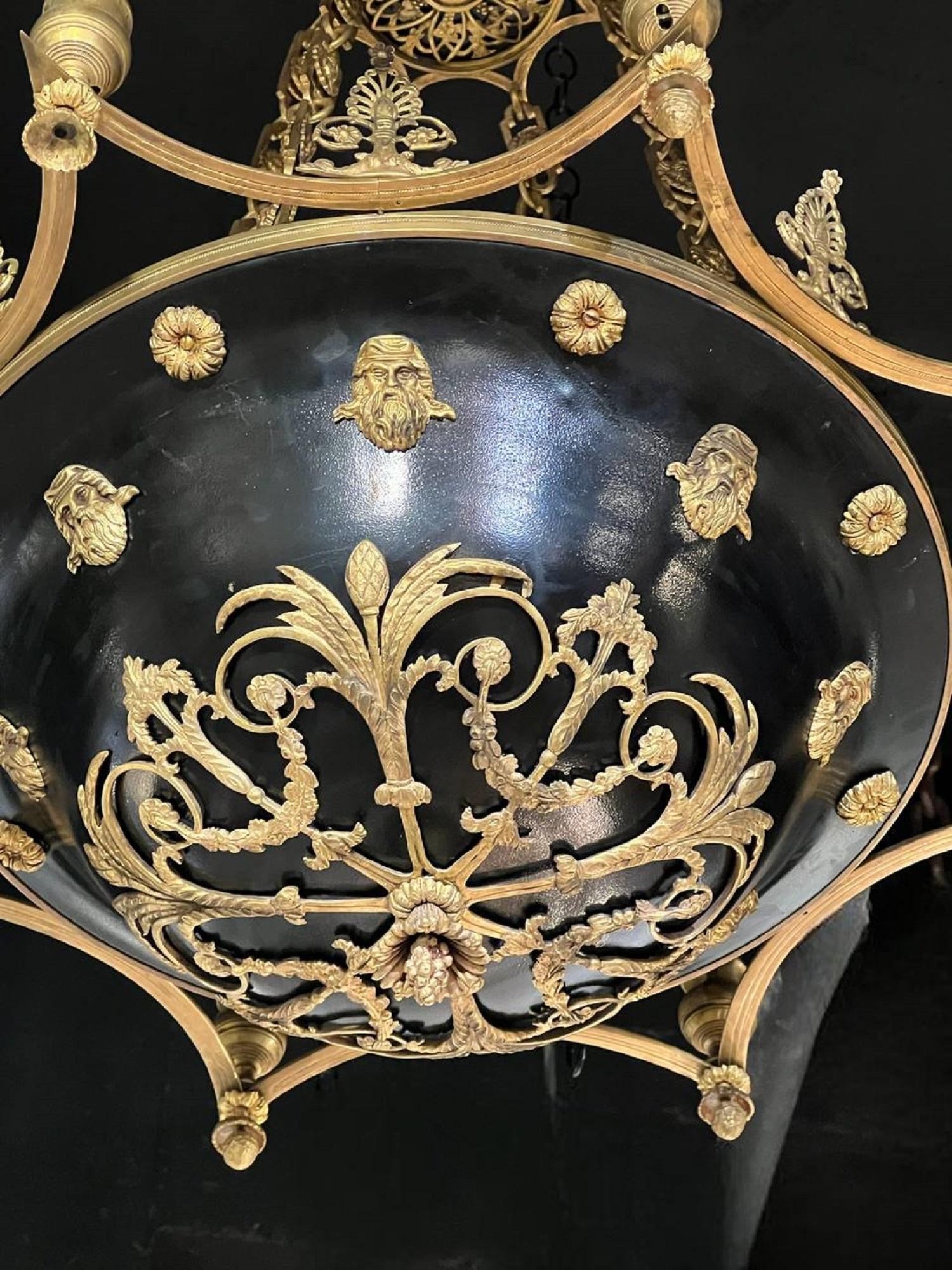 French Late 19th Century Empire Bronze Chandelier For Sale