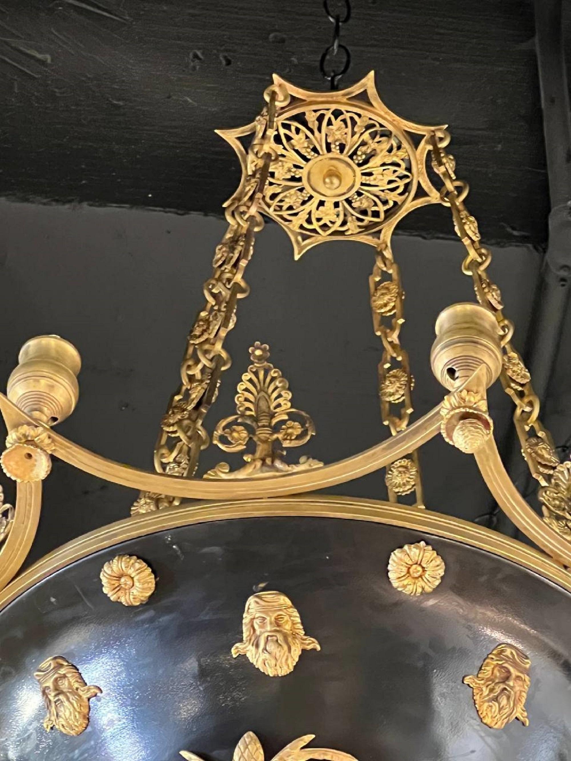 Late 19th Century Empire Bronze Chandelier In Good Condition For Sale In New York, NY