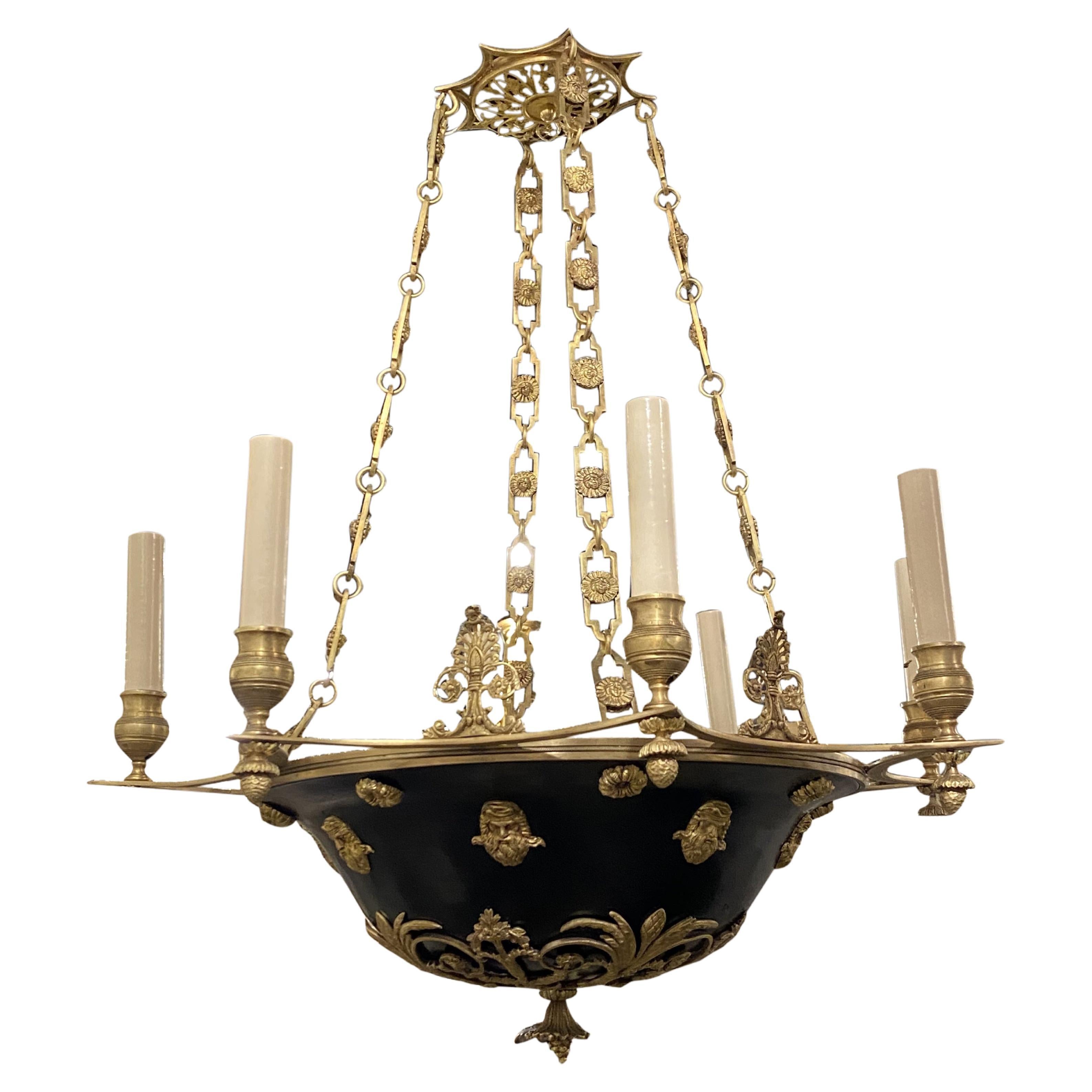 Late 19th Century Empire Bronze Chandelier For Sale
