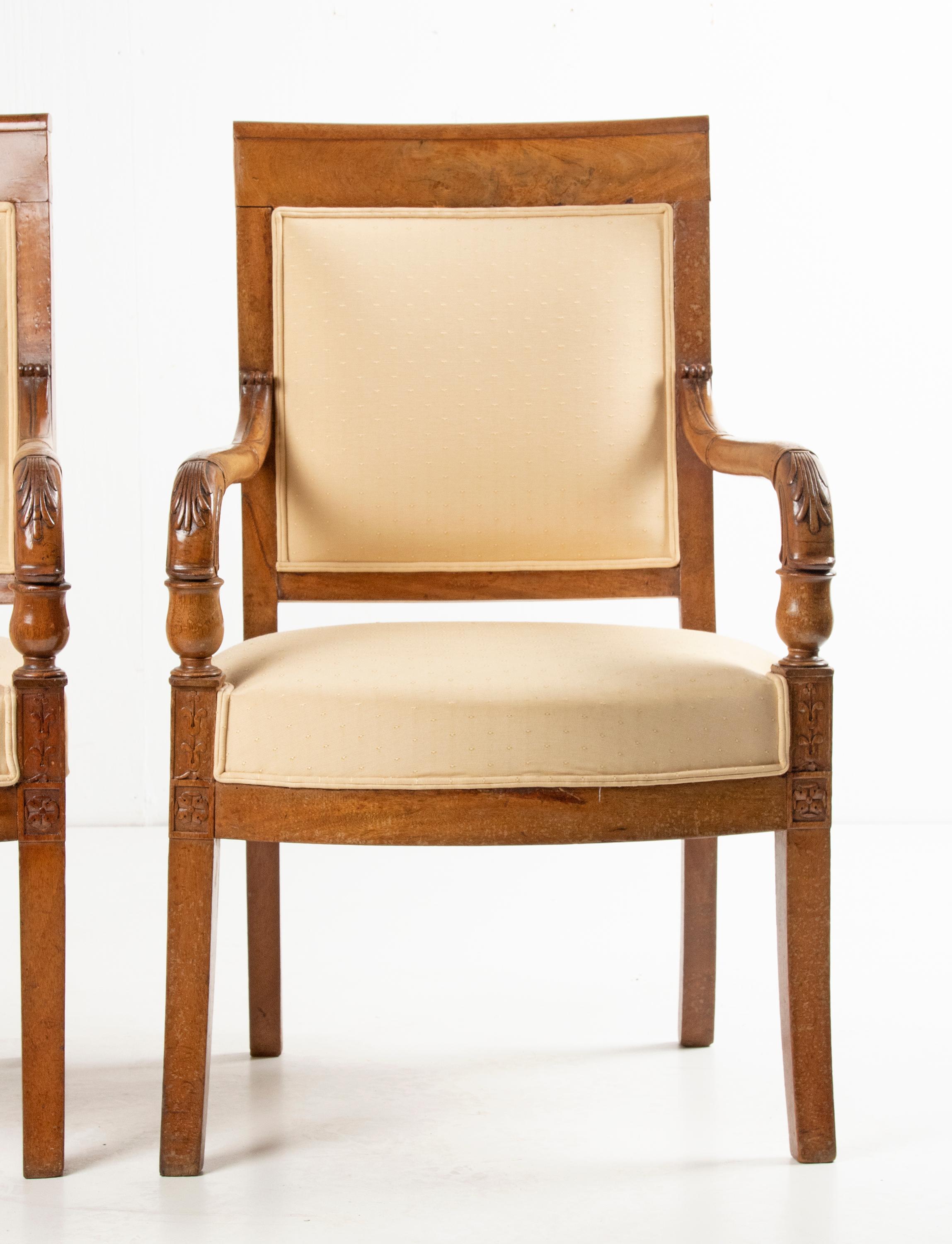 Late 19th Century Empire Mahogany Arm Chairs For Sale 9