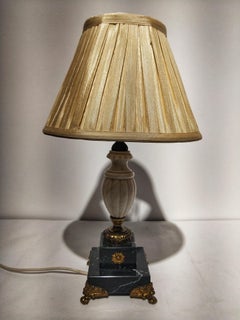 Late 19th Century Empire Marble Alabaster and Bronze French Desk Lamp