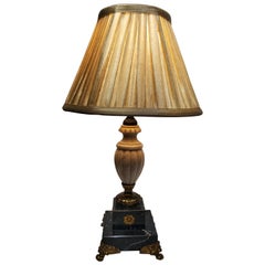 Late 19th Century Empire Marble Alabaster and Bronze French Desk Lamp