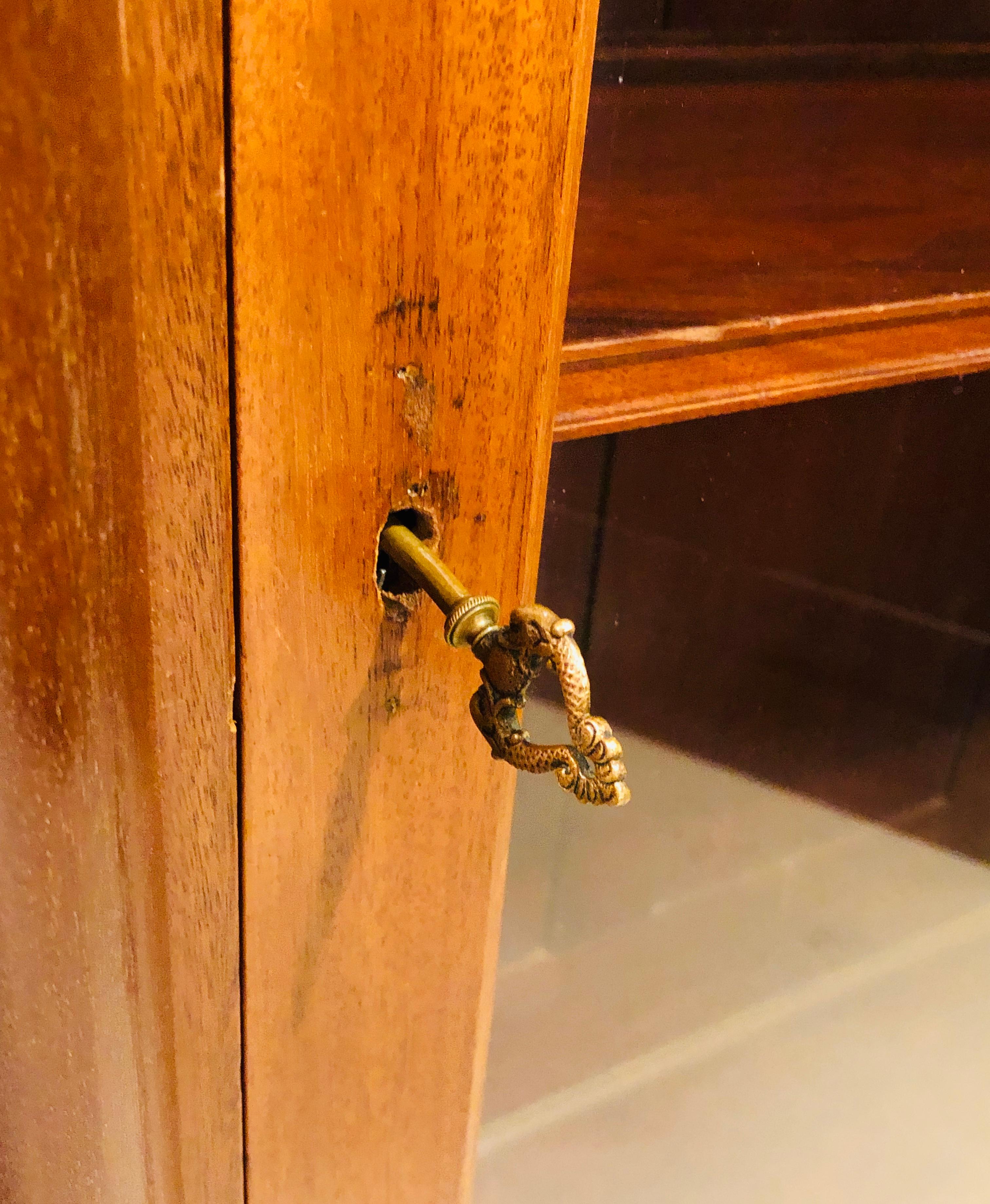 Glass Late 19th Century Empire Style Bookcase Cabinets with Bronze Mounts a Pair