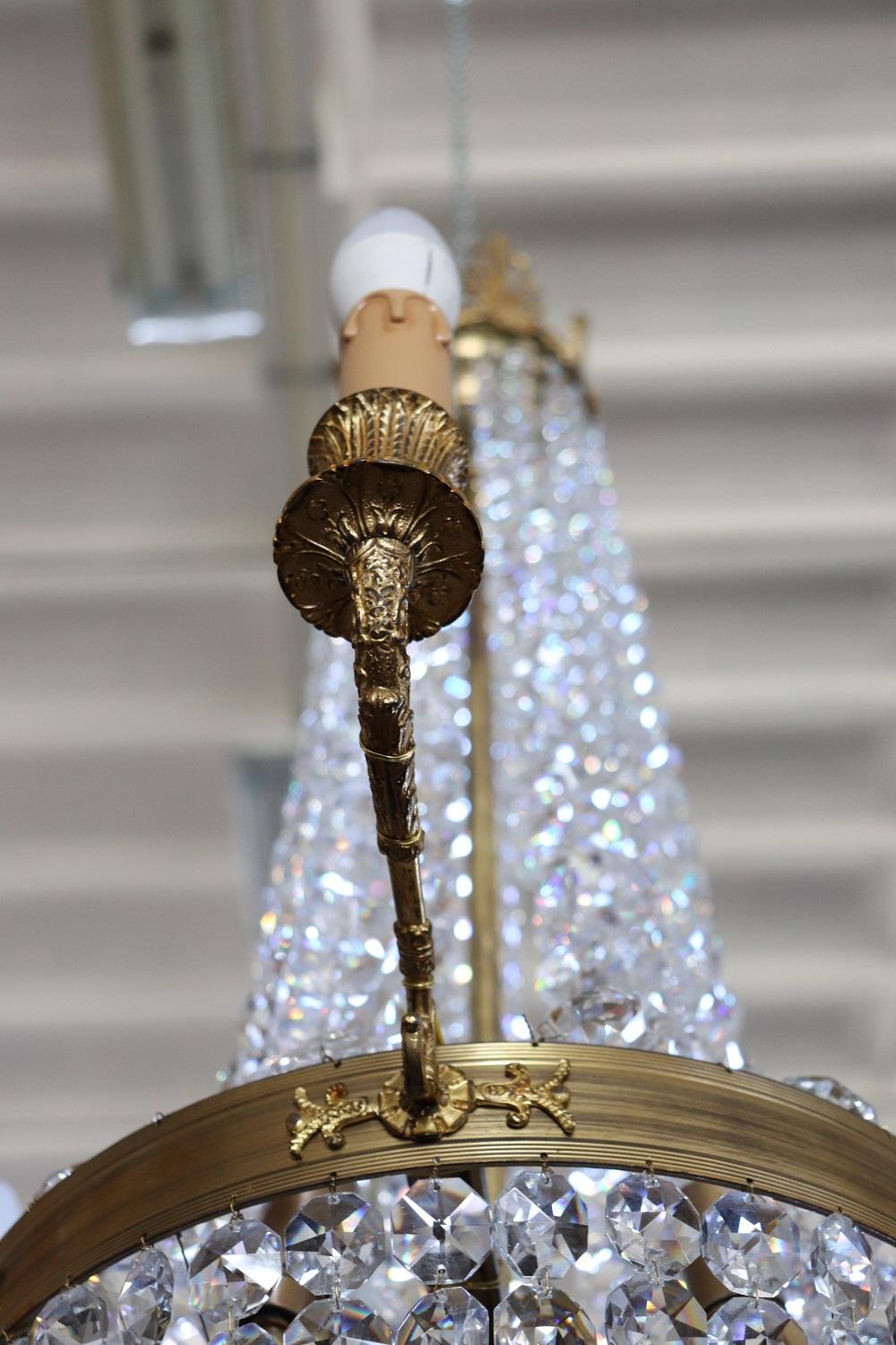Late 19th Century Empire Style Gilded Bronze and Crystals Chandelier For Sale 8