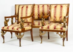Late 19th Century Empire Style Three Gilt Bronze Mounted Salon Suite