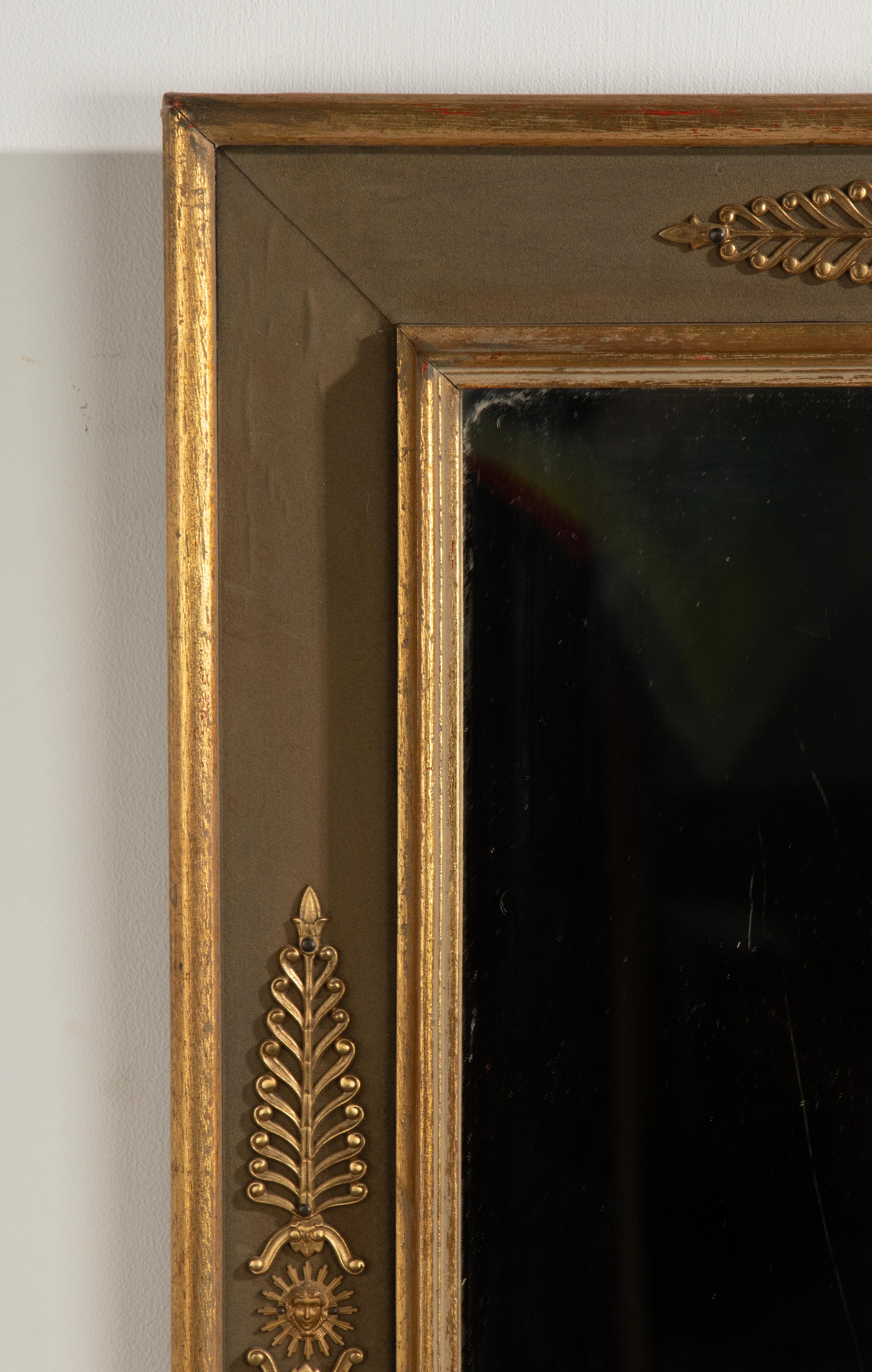 French Late 19th Century Empire style Wall mirror with Ormolu Bronze Mounts 