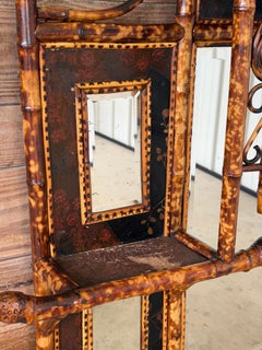 Late 19th Century English Aesthetic Bamboo Étagère Mirror With Japanned Panels