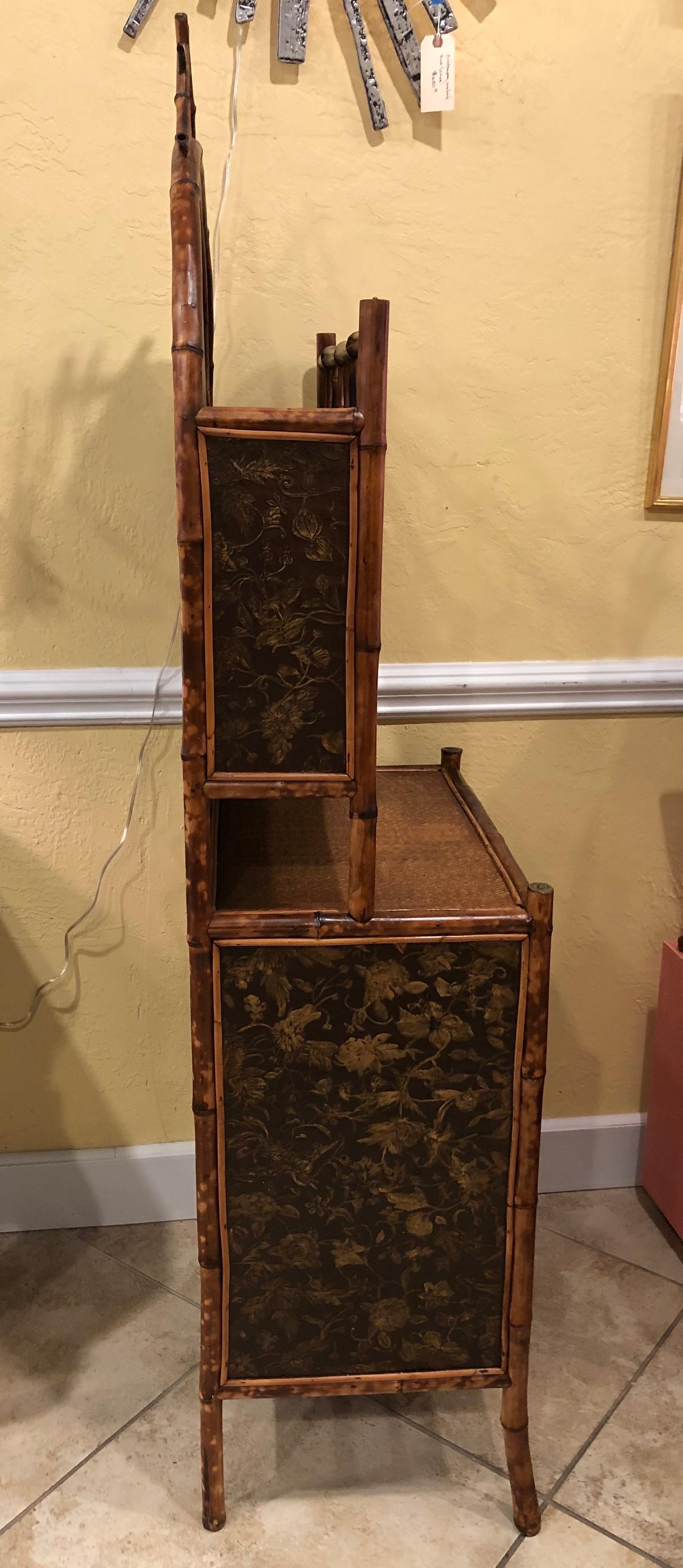 Late 19th Century English Bamboo Lacquered 4-Door 2-Drawer Cabinet 3