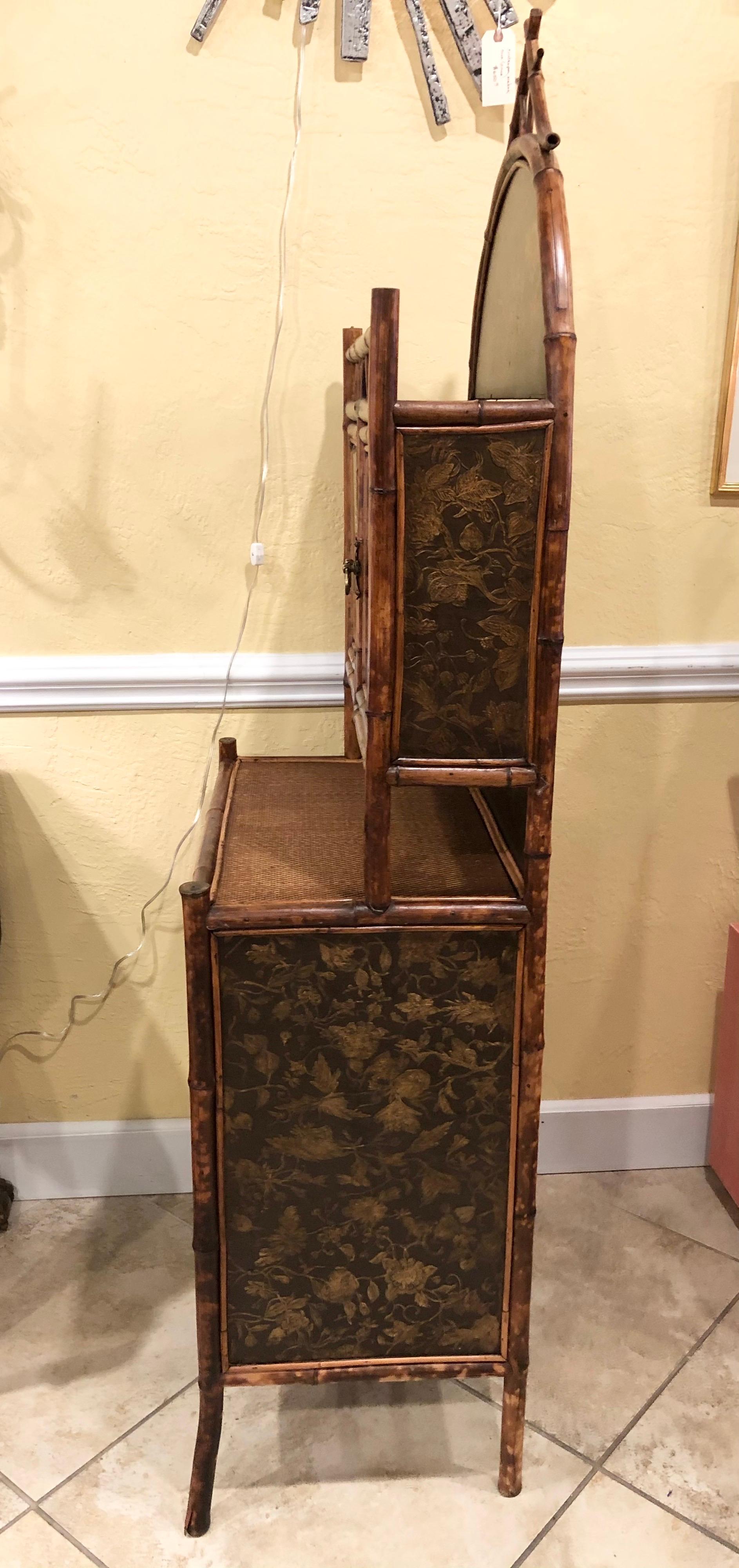 Late 19th Century English Bamboo Lacquered 4-Door 2-Drawer Cabinet 5