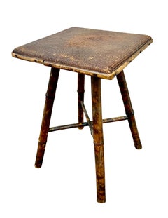 Late 19th Century English Bamboo Stand with Raffia Top