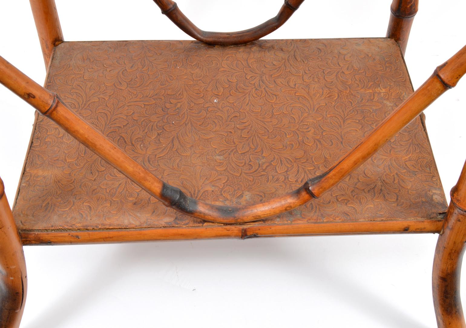 Late 19th Century English Bamboo Two-Tier Side Table with Lacquered Japanned Top 1