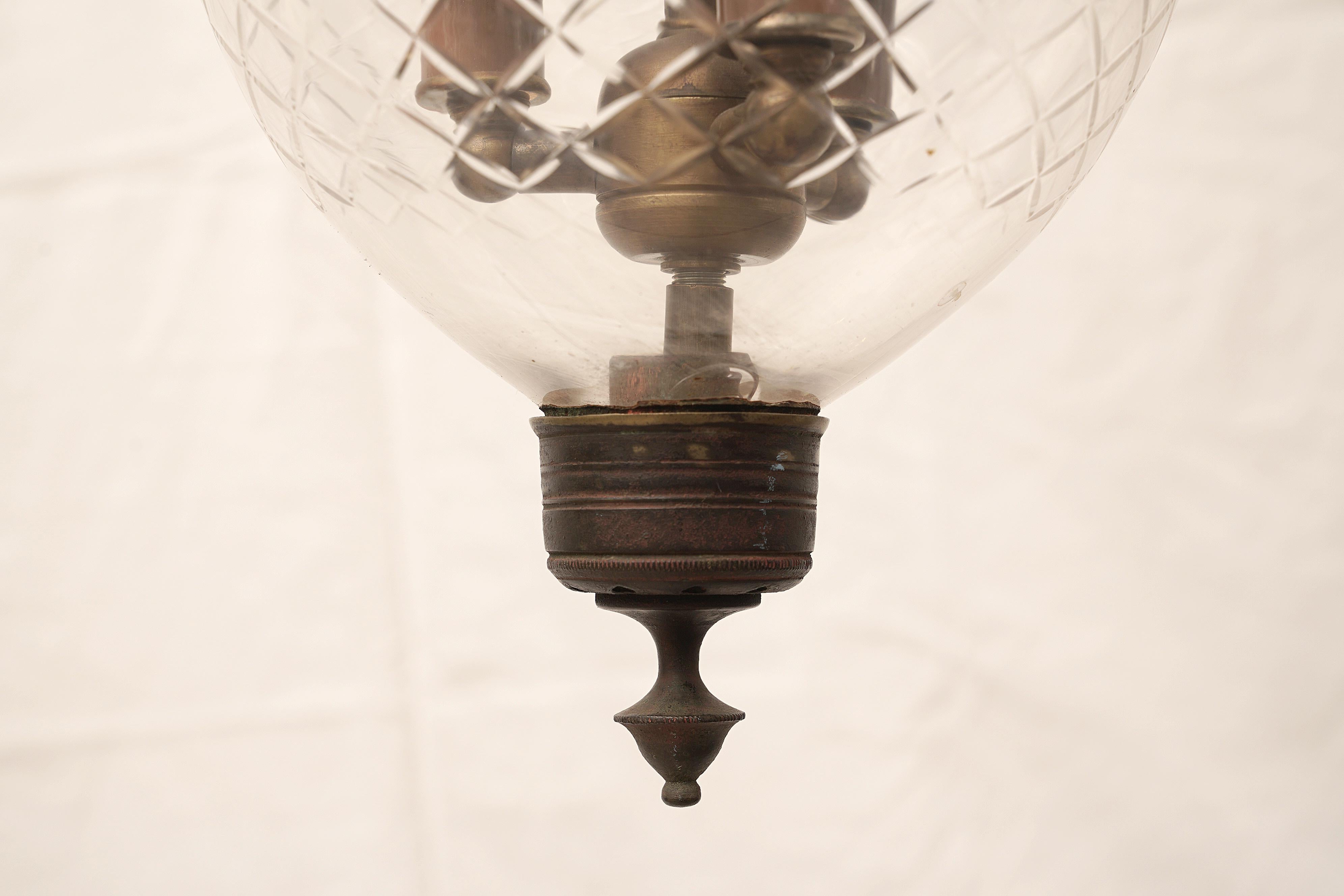 Regency Late 19th Century English Bell Jar Hall Lantern