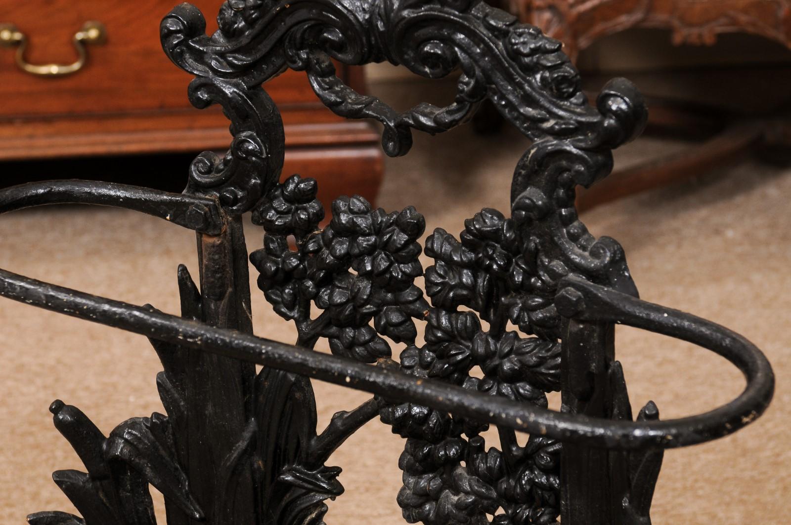 Late 19th Century English Black Painted Iron Umbrella Stand with Bird For Sale 10