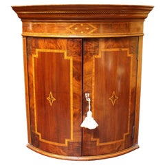Antique Late 19th Century English Bowfront Hanging Corner Cabinet
