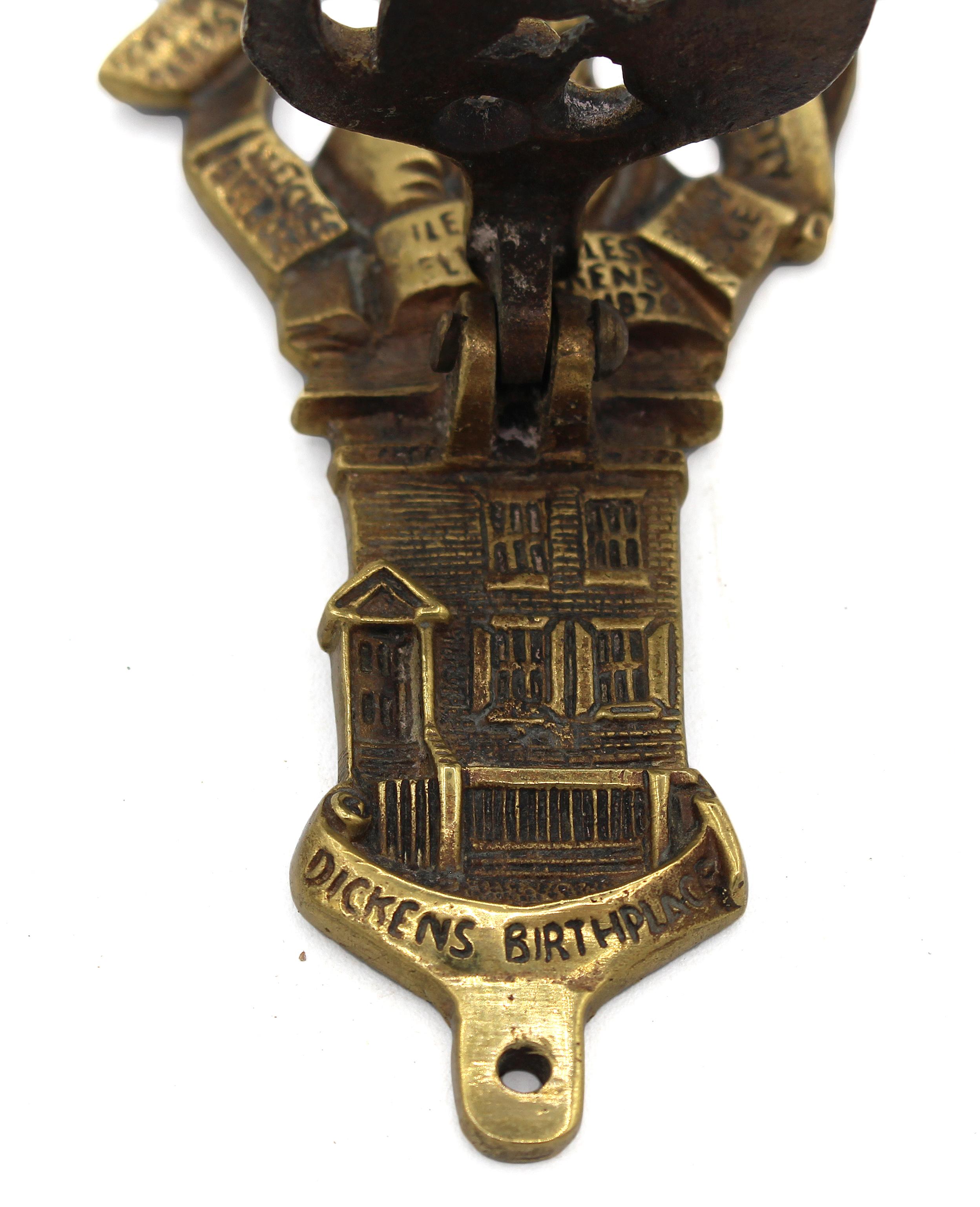 Victorian Late 19th Century English Brass Charles Dickens Door Knocker