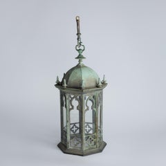 Late 19th Century English Bronze Verdigris Hall Lantern