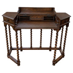 Late 19th Century English Charles II Style Barley Twist Writing Desk
