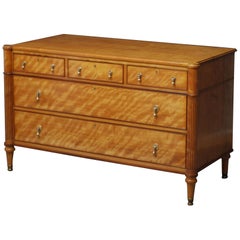 Antique Late 19th Century English Chest of Drawers in Satinwood