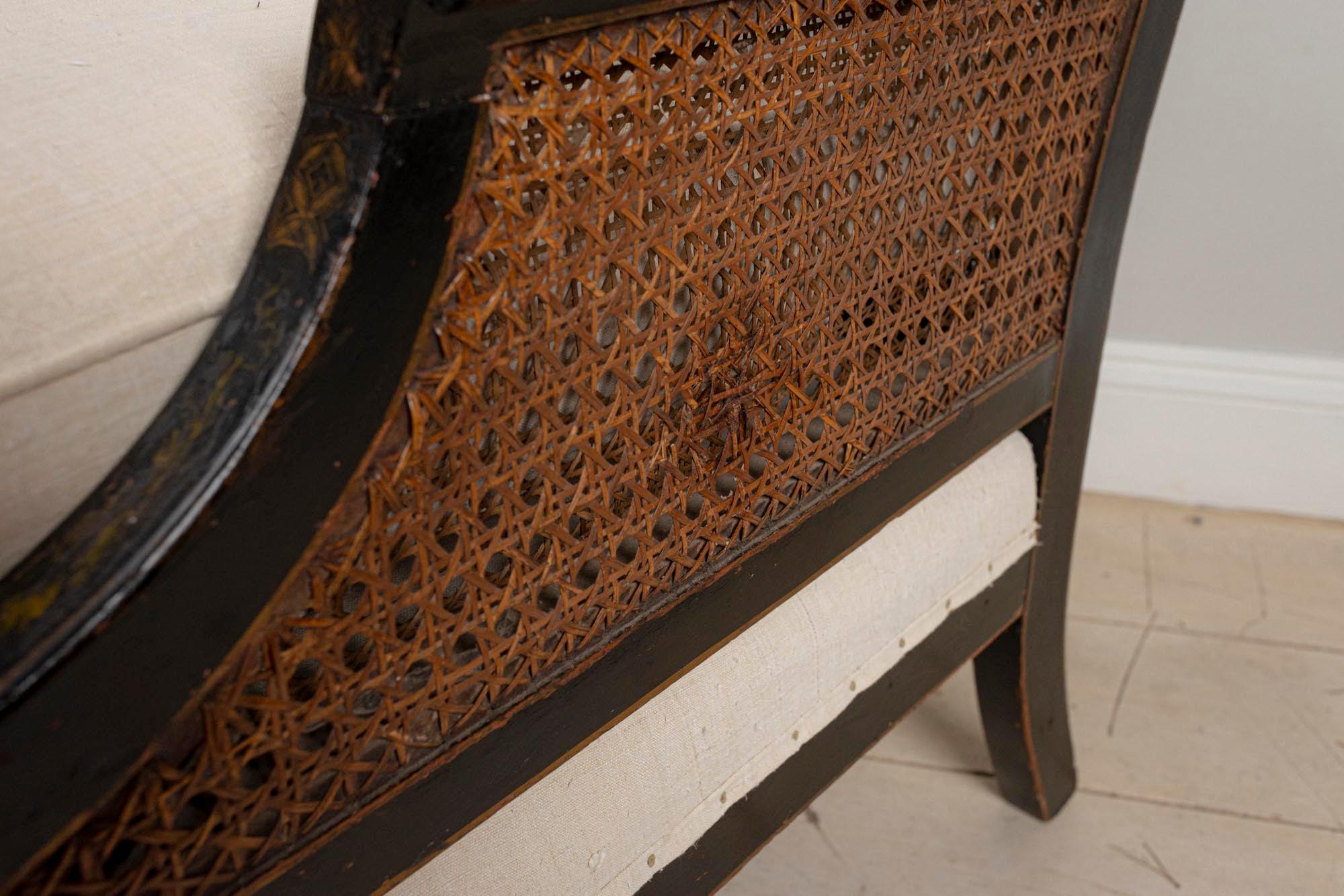 Caning Late 19th Century English Chinoiserie Chair with Caned Sides and Back