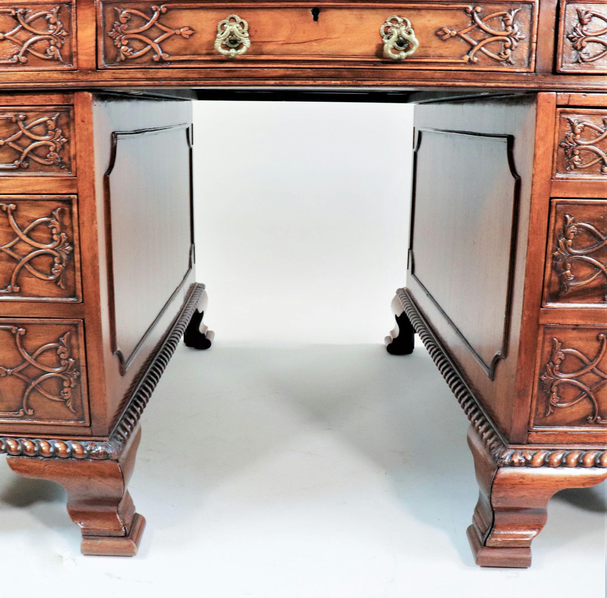 Late 19th Century English Chippendale Style Mahogany Partners Desk For Sale 12
