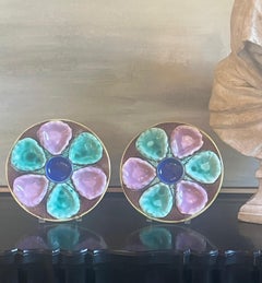 Late 19th Century English Colorful Majolica Oyster Plate