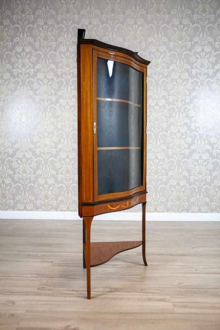 European Late-19th Century English Corner Cabinet in Brown For Sale