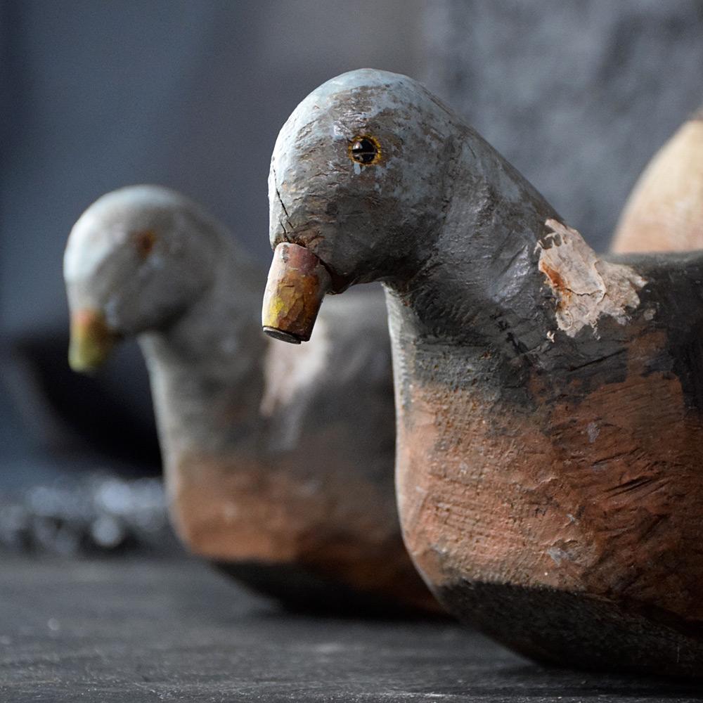 Late 19th century English county house estate carved pigeon decoys 

We share what we love, and we love this unique pair of English circa 1900 country house estate, hand carved pigeon decoys. Likely to have been made by the estate game keeper. A