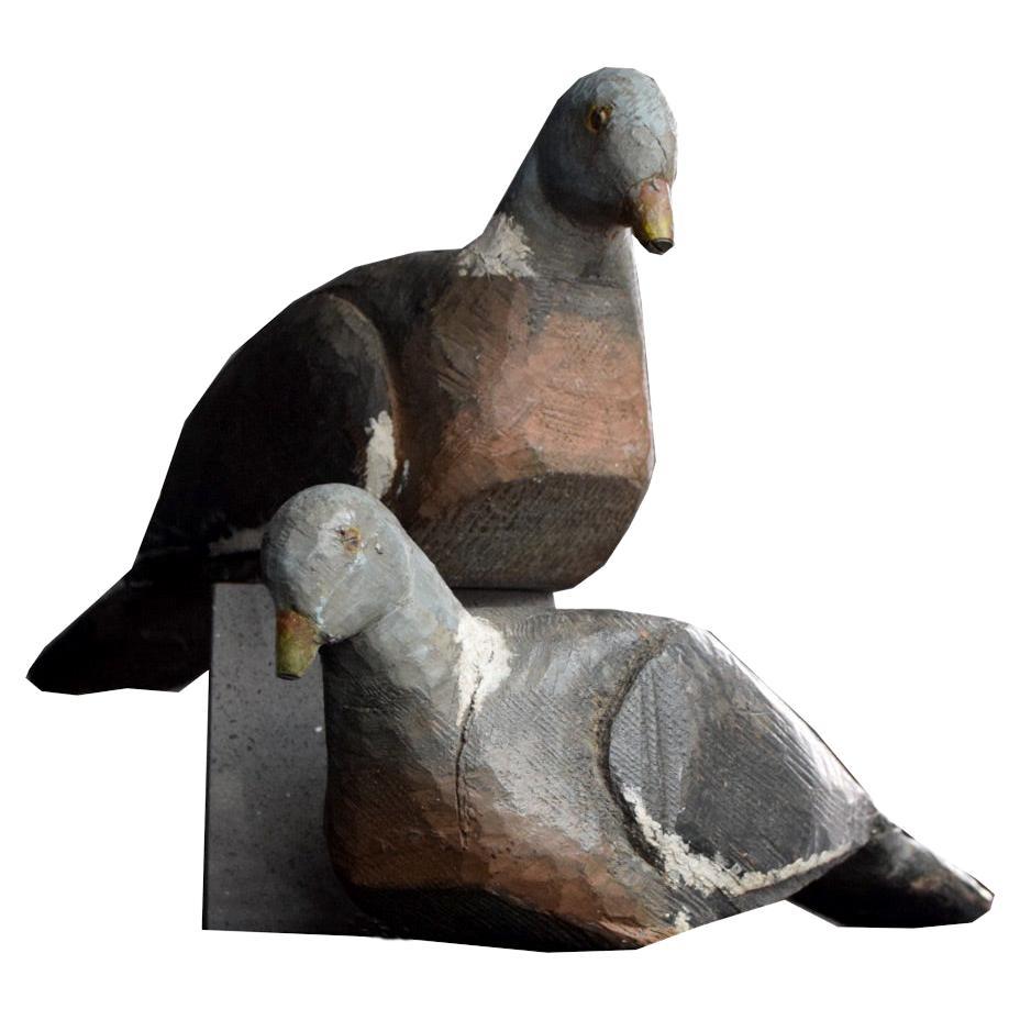Late 19th Century English County House Estate Carved Pigeon Decoys