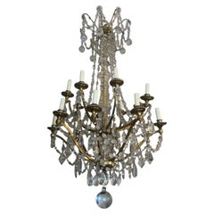 Antique Late-19th Century English Crystal and Gilt Bronze Chandelier