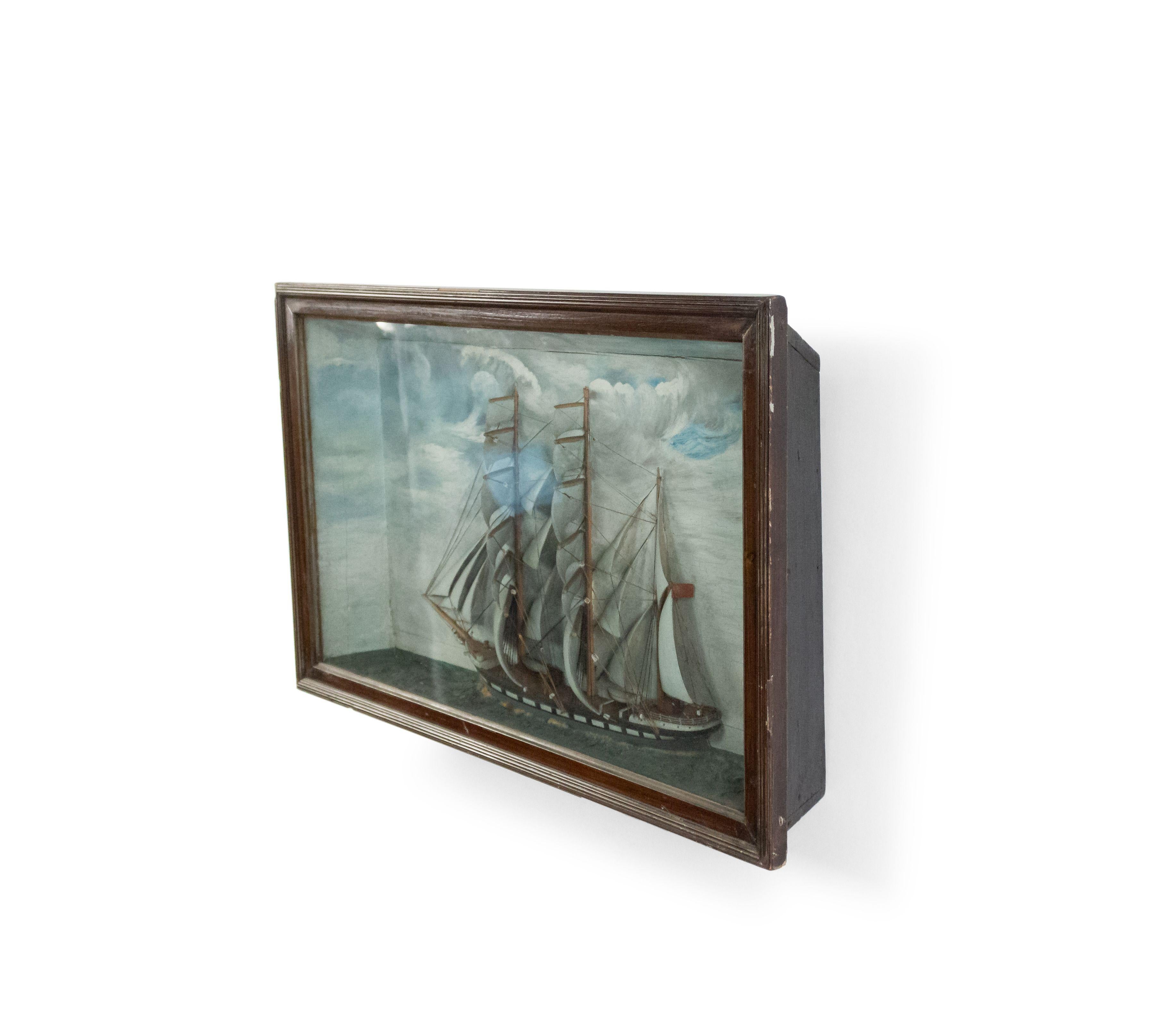Victorian Late 19th Century English Diorama Clipper Ship Shadowbox For Sale