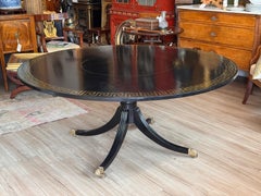 Late 19th Century English Ebonized and Gilt Decorated Single Pedestal Table