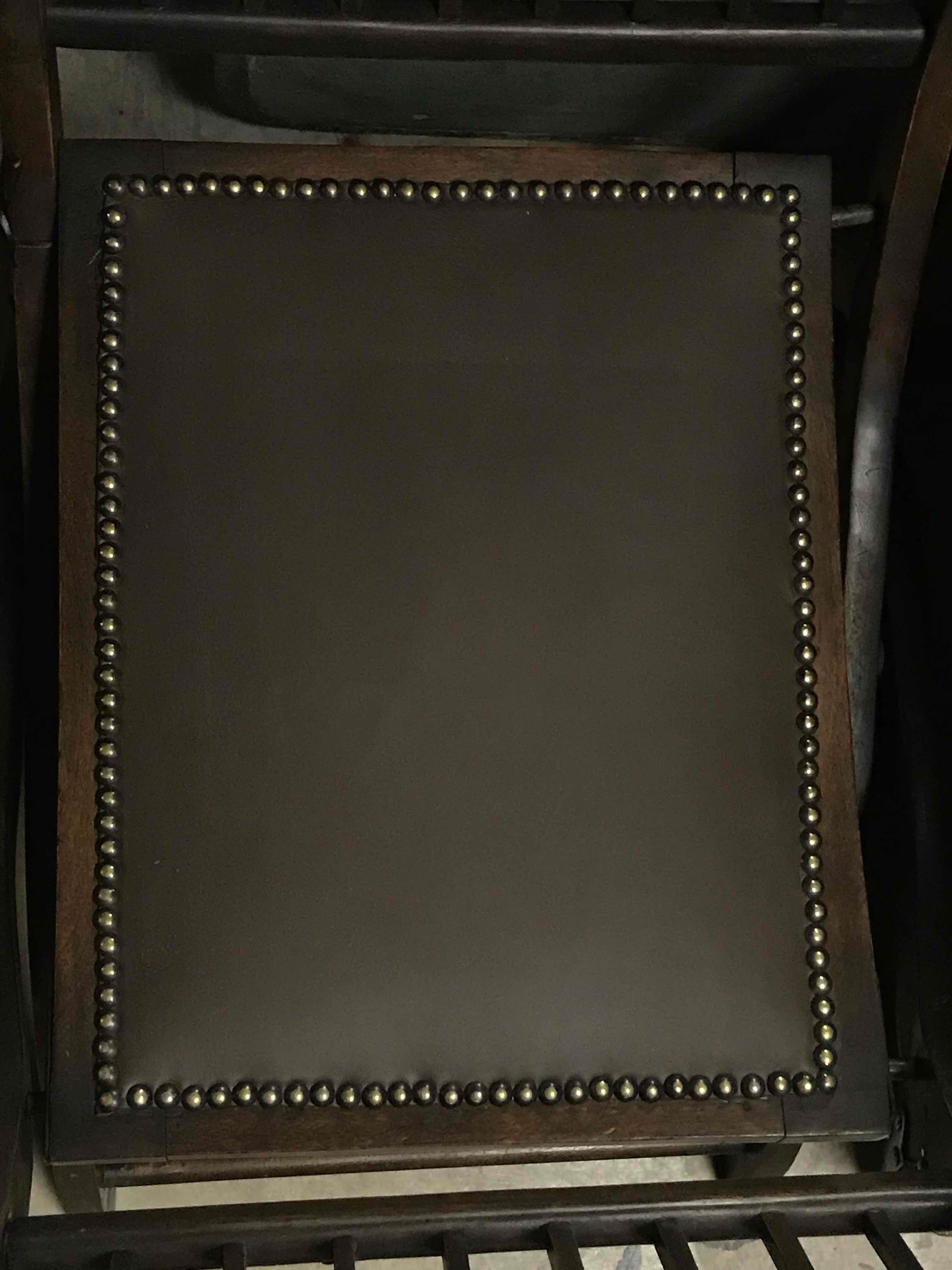 Late 19th century English Edwardian leather upholstered porter's stool. 