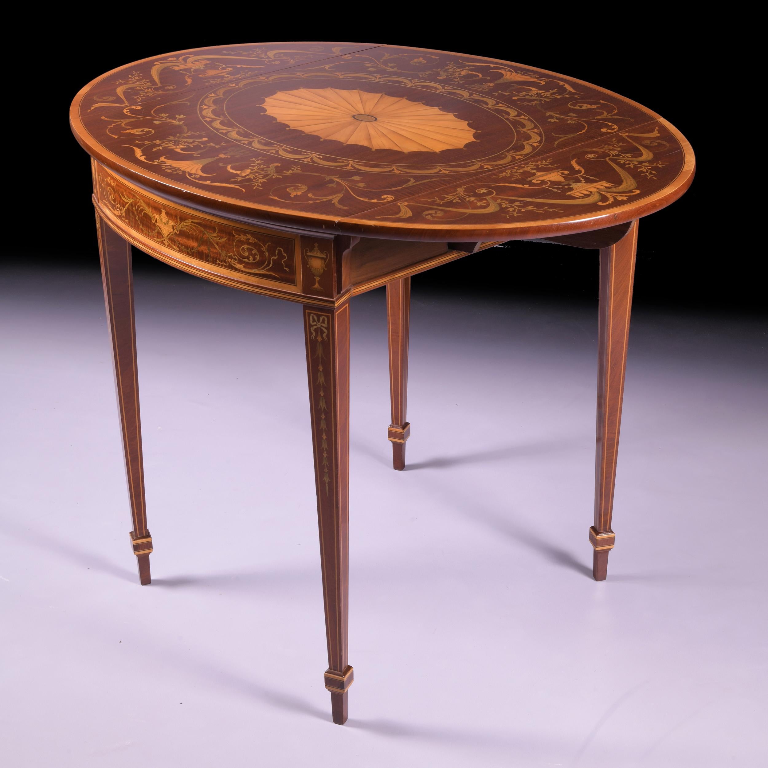 20th Century Late 19th Century English Edwardian Satinwood Pembroke Table By Edwards & Robert For Sale