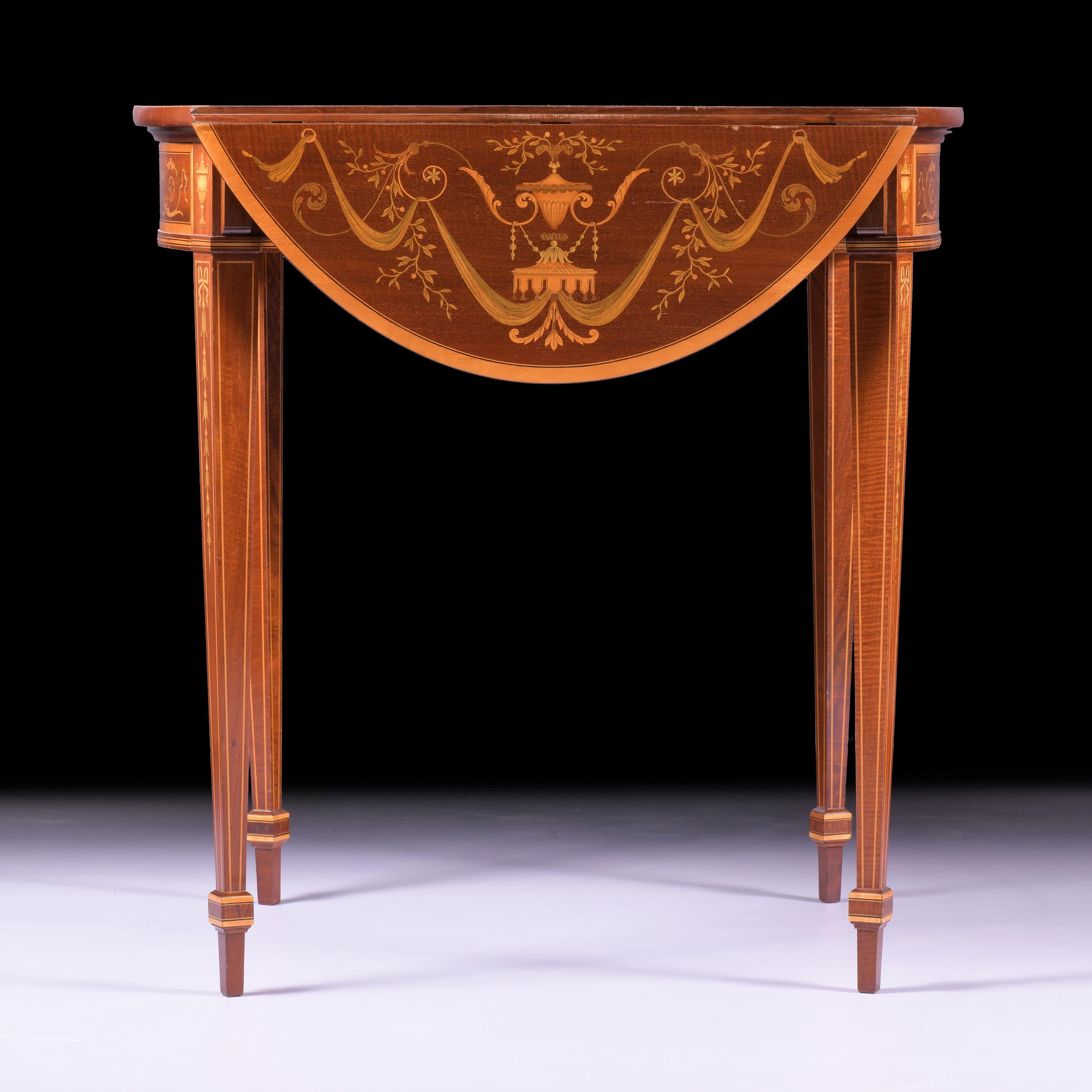 Late 19th Century English Edwardian Satinwood Pembroke Table By Edwards & Robert For Sale 2