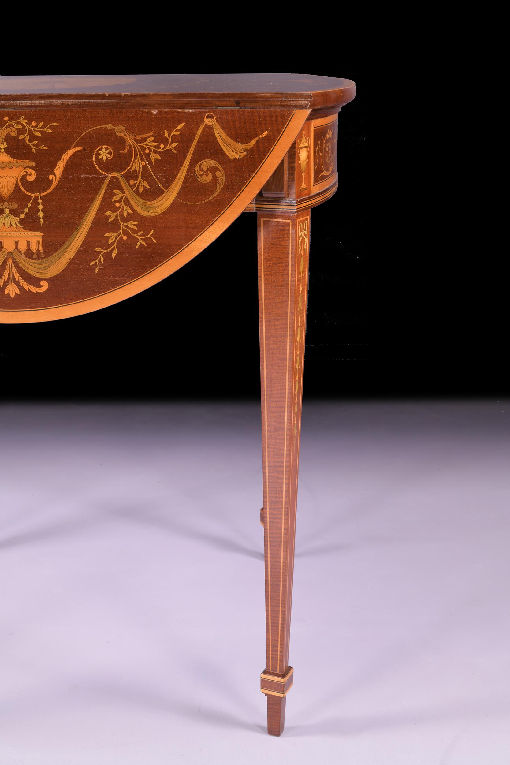 Late 19th Century English Edwardian Satinwood Pembroke Table By Edwards & Robert For Sale 3
