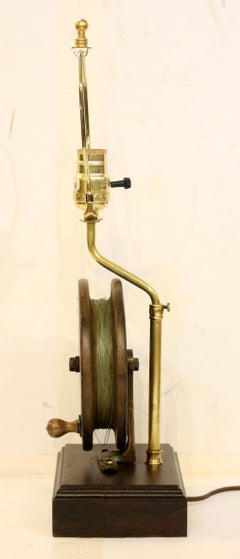 Late 19th Century English Fishing Reel Now Mounted as a Lamp