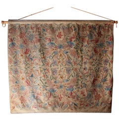 Late 19th Century English Floral Crewelwork Wall Hanging, circa 1890