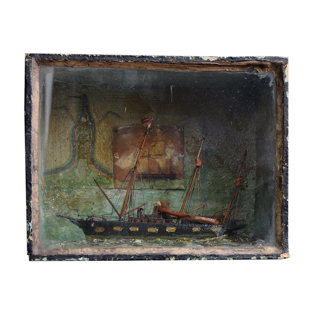 Late 19th Century English Folk art Ship Diorama