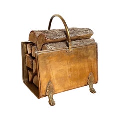 Late 19th Century English Handmade Brass With Decorative Paw Feet Log Holder