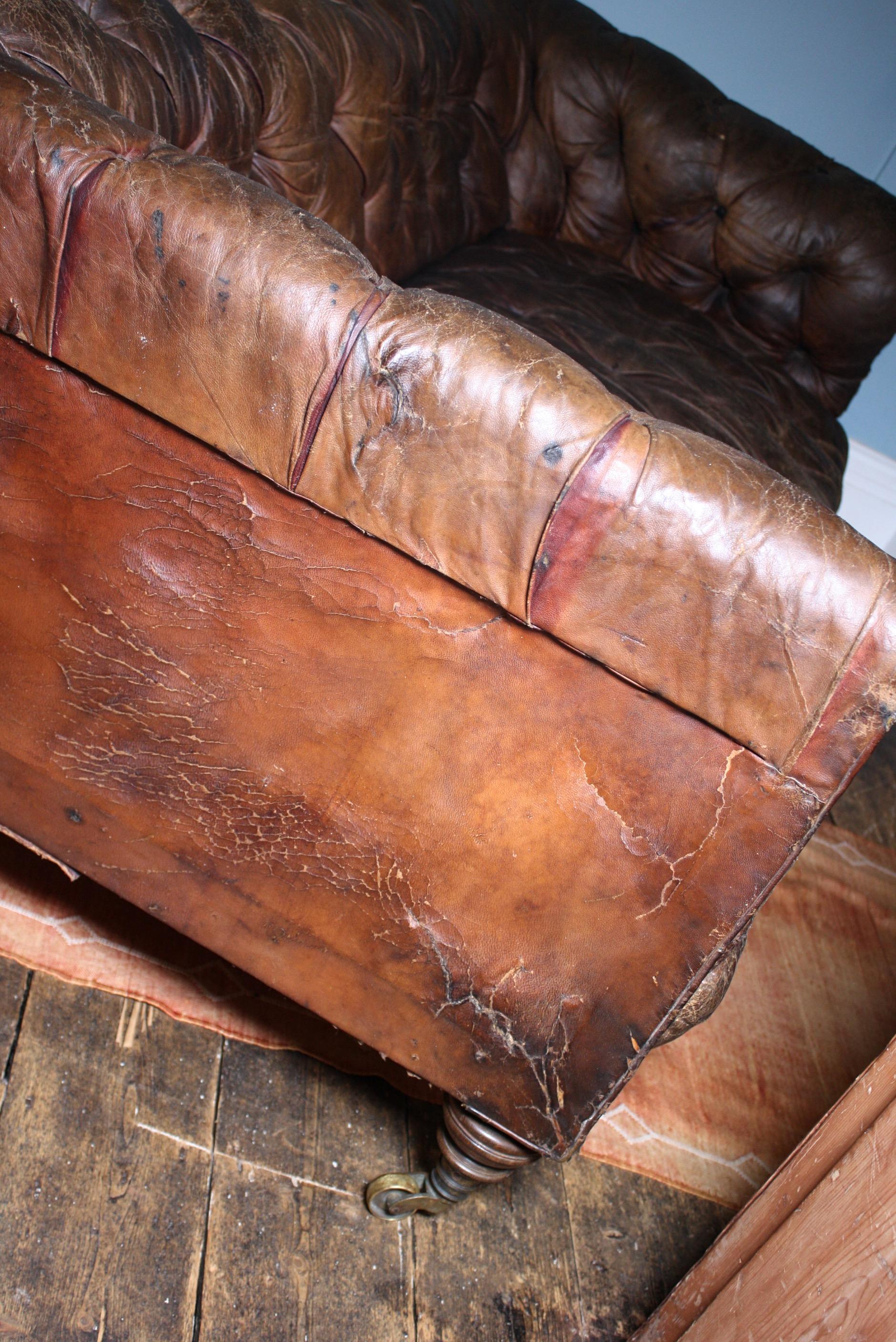 Late 19th Century English Howard and Sons Brown Leather Chesterfield Sofa, 1880  13