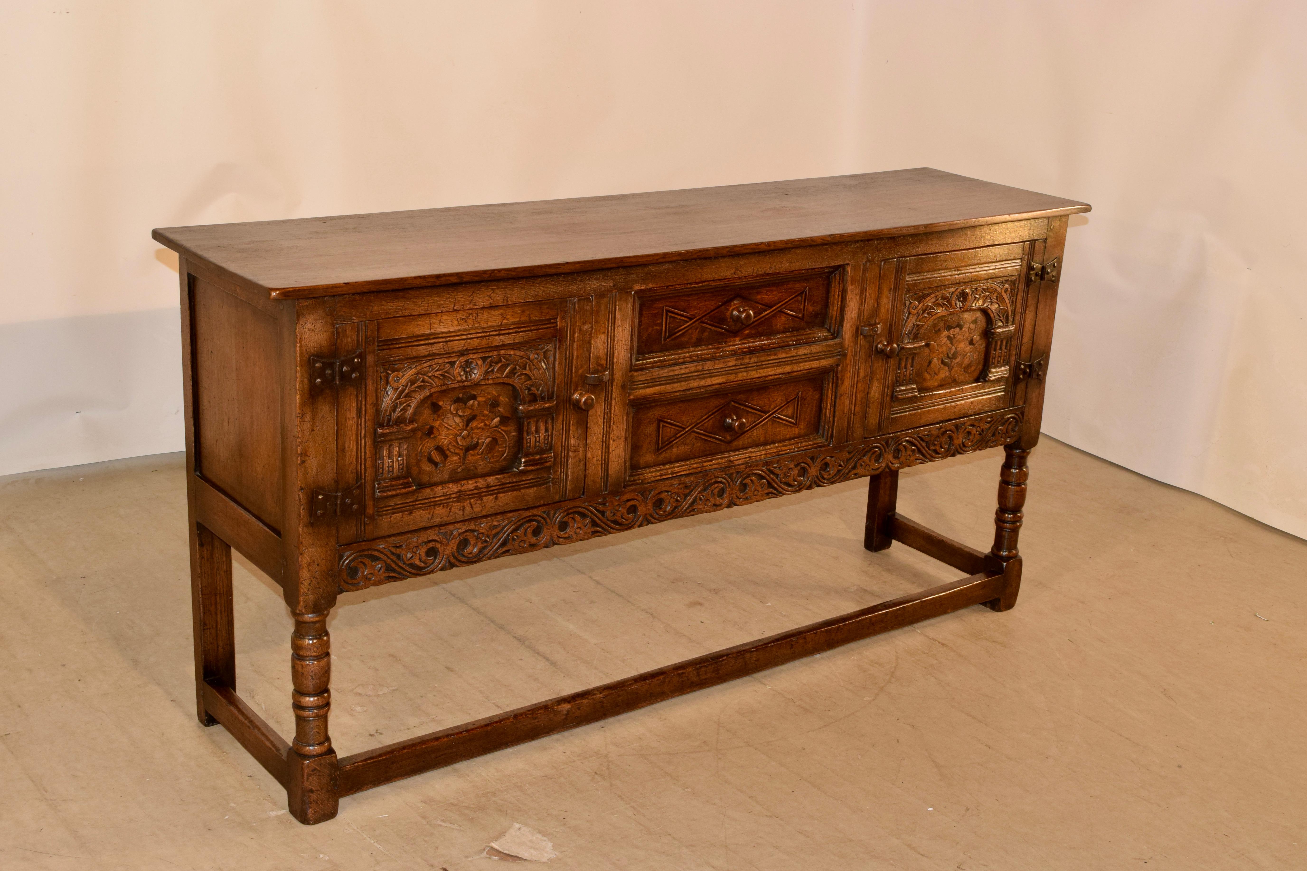 Hand-Carved Late 19th Century English Inlaid Sideboard